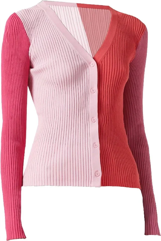 Women's Cargo Sweater In Pink/red