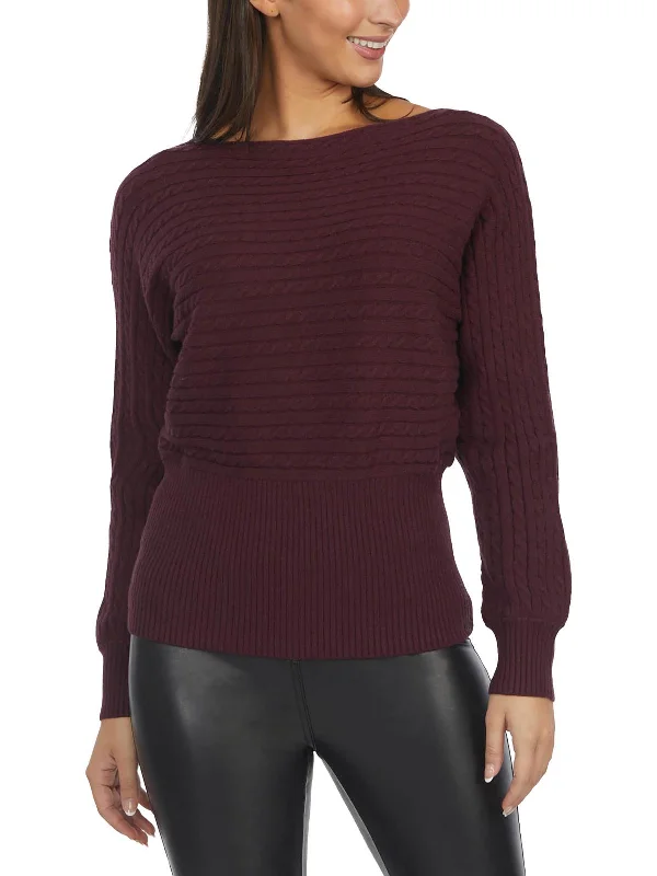 Womens Ribbed Boatneck Pullover Sweater