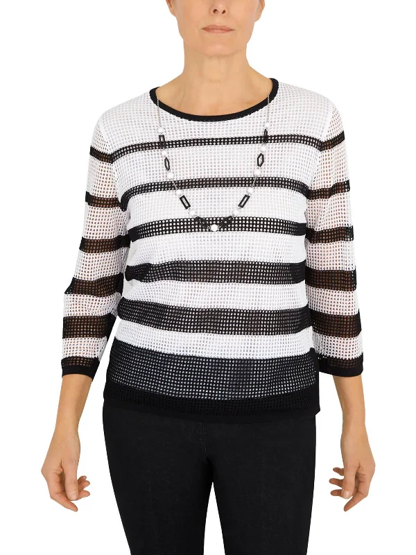 Womens Striped Viscose Pullover Sweater