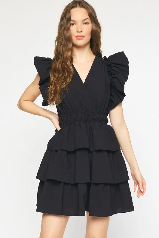 New Wish Black Tiered Dress