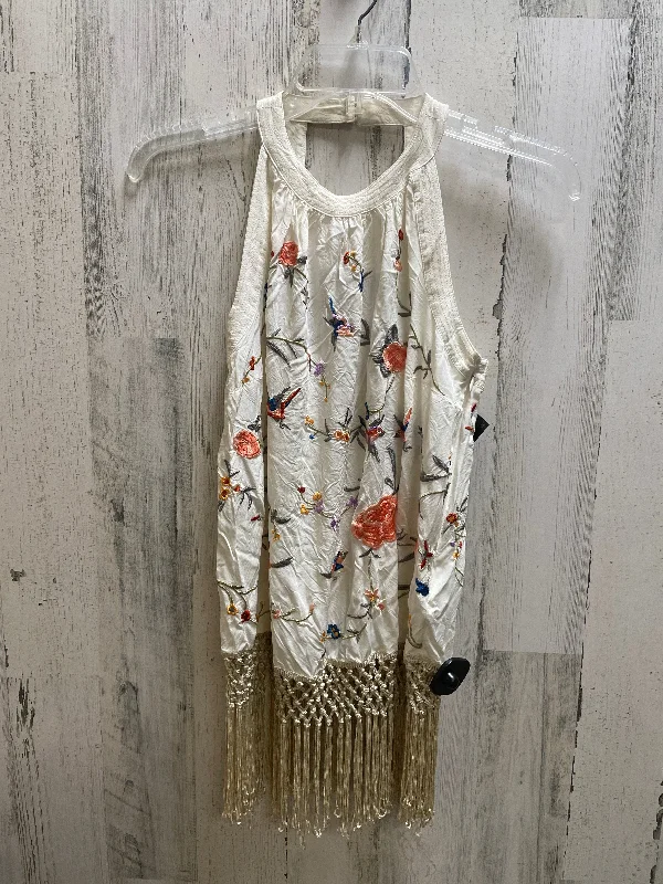 Top Sleeveless By Anthropologie In White, Size: M