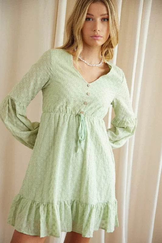 Green Mini Dress Long Sleeve