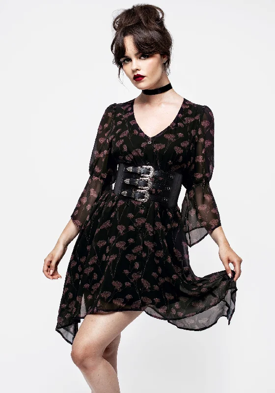 Judas V-Neck Flute Sleeve Mini Shirt Dress