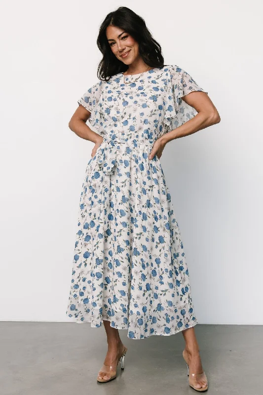 Laurel Midi Dress | Off-White + Blue Floral