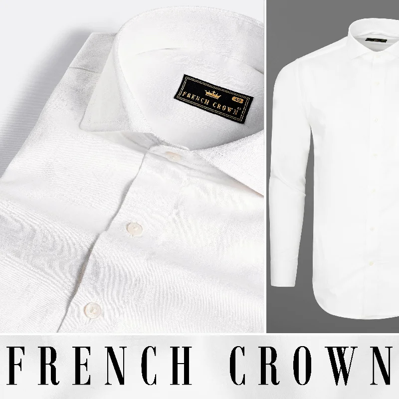 Bright White Jacquard Textured Premium Giza Cotton Shirt