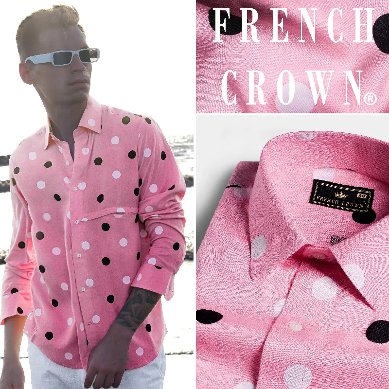 Cadillac Pink with Black and White Polka-Dotted Premium Tencel Shirt