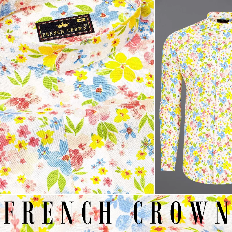 Desert Storm Cream Multi-Coloured Floral Printed Premium Cotton Shirt