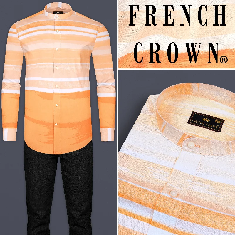 Neon Carrot and white Luxurious Linen Shirt