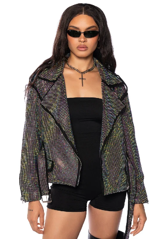 PARIS CRYSTAL WRAP MOTO JACKET