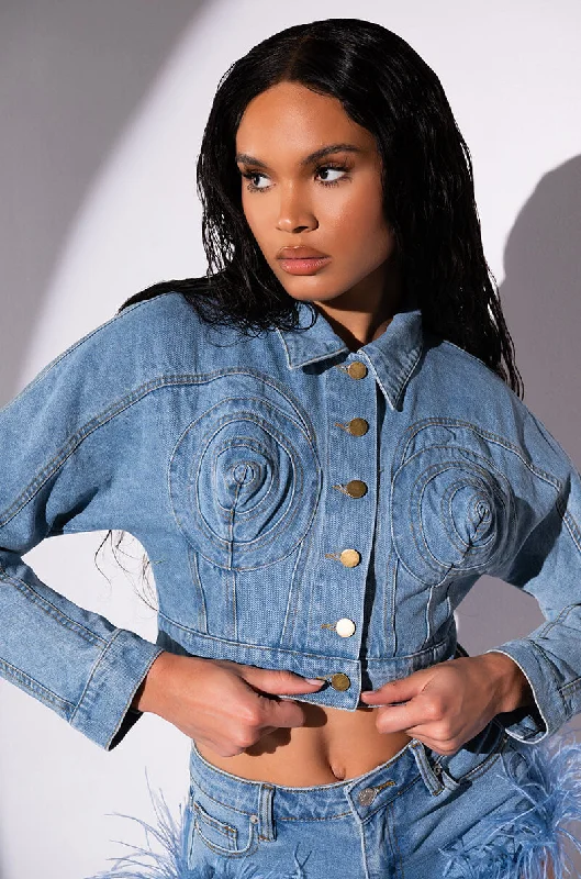 PIQUE TIME CROP DENIM JACKET